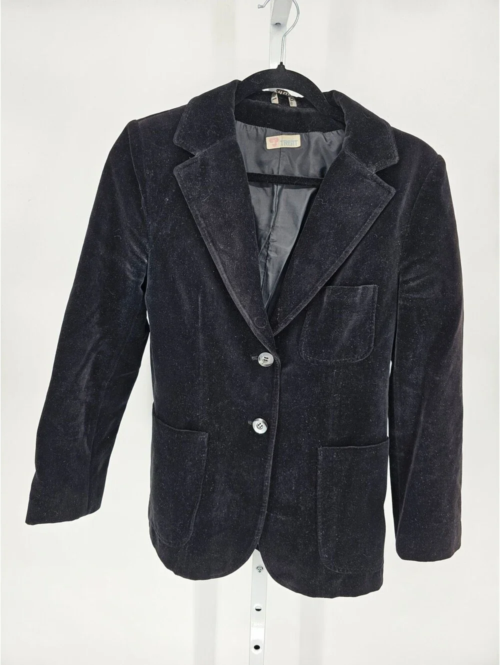 Vintage Trent Mens Sz M 2 Button Suit Blazer Jacket Black Velvet Velour